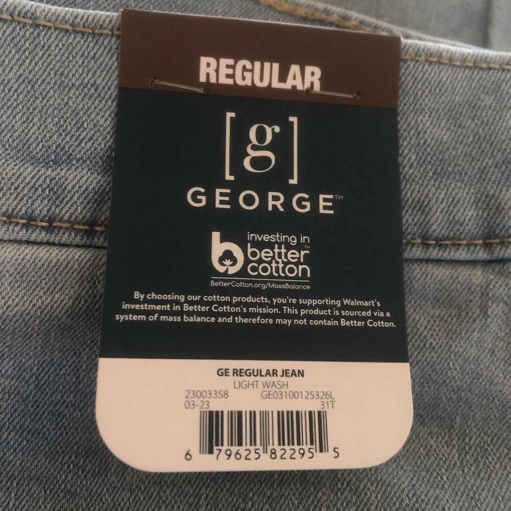 George Men's Regular Jeans Light Wash Blue Size 30 X 32 - Picture 6 of 8